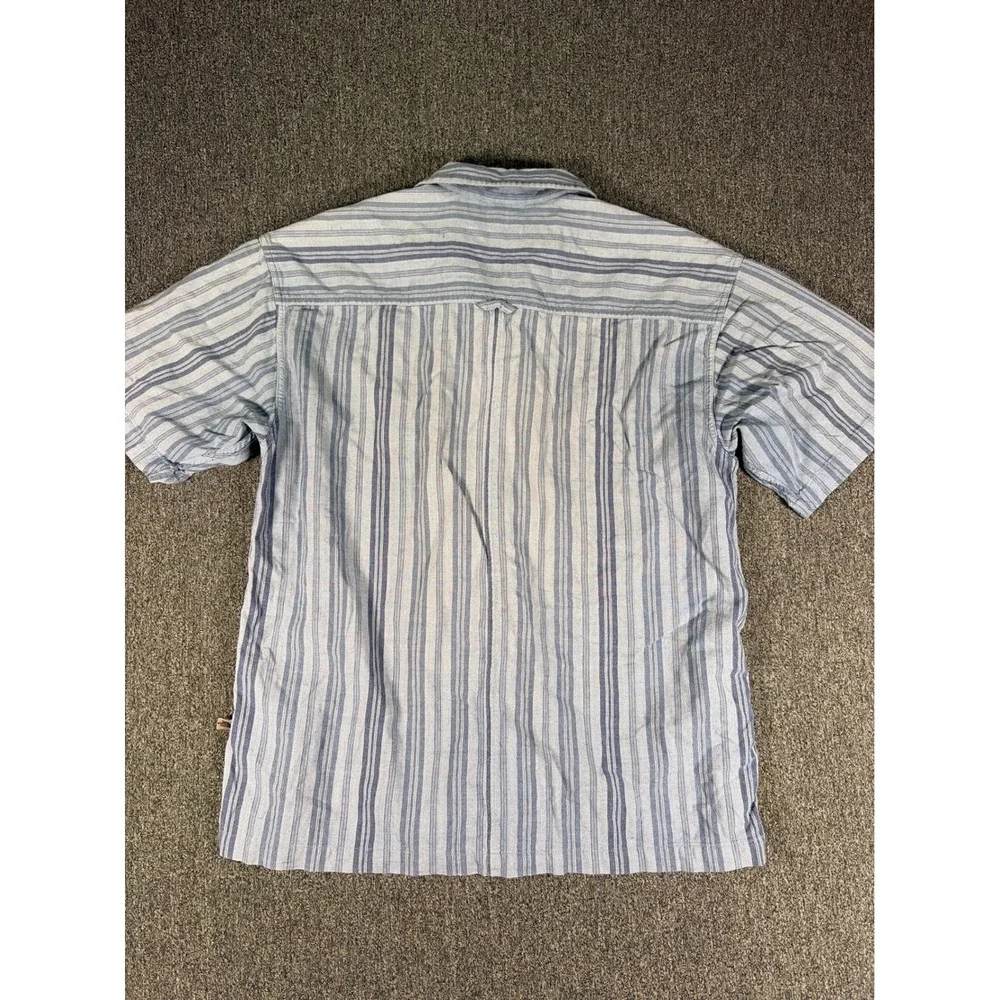 The North Face A5 Series Mens Large Blue Striped Short Sleeve Button Down Shirt